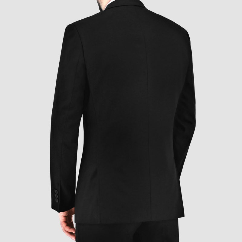 Back view of the Christian Brookes Slim Fit Bond Suit in Black Long