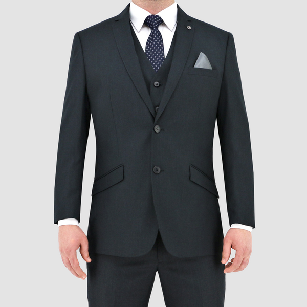 Front view of the Christian Brookes Slim Fit Bond Suit in Charcoal Long