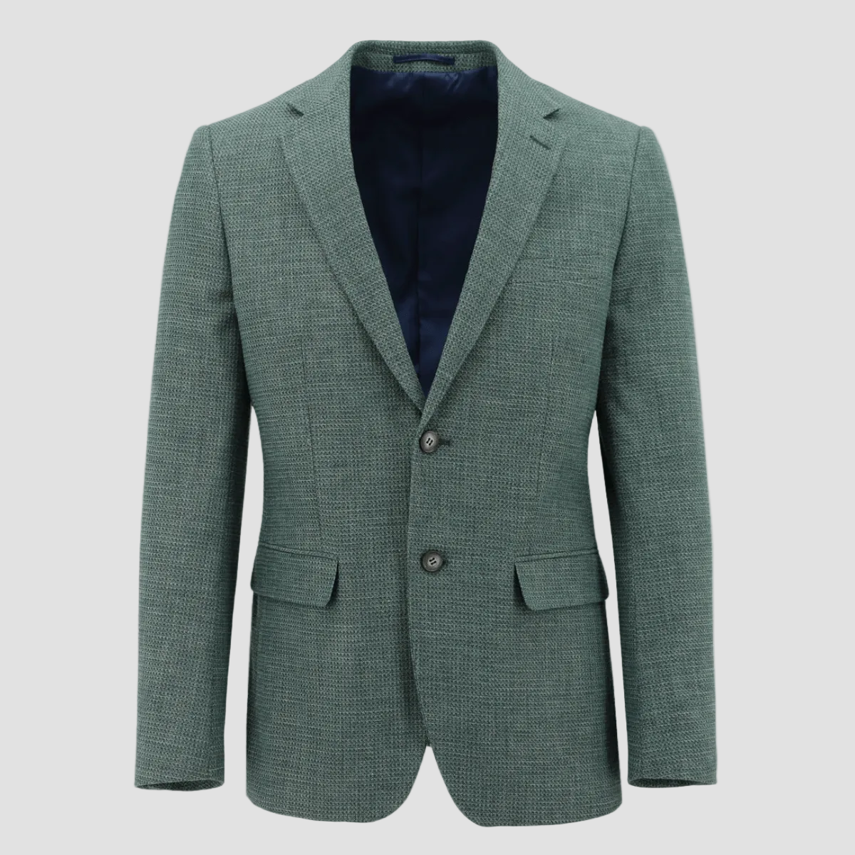 Men’s Slim Fit Jasper Sports Jacket in Green with notch lapel, flap pockets and a two‑button front.