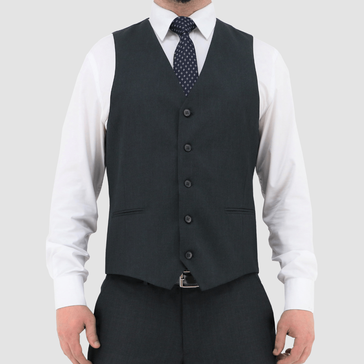 Christian Brookes Slim Fit Ryan Vest in Black from Mens Suit Warehouse.