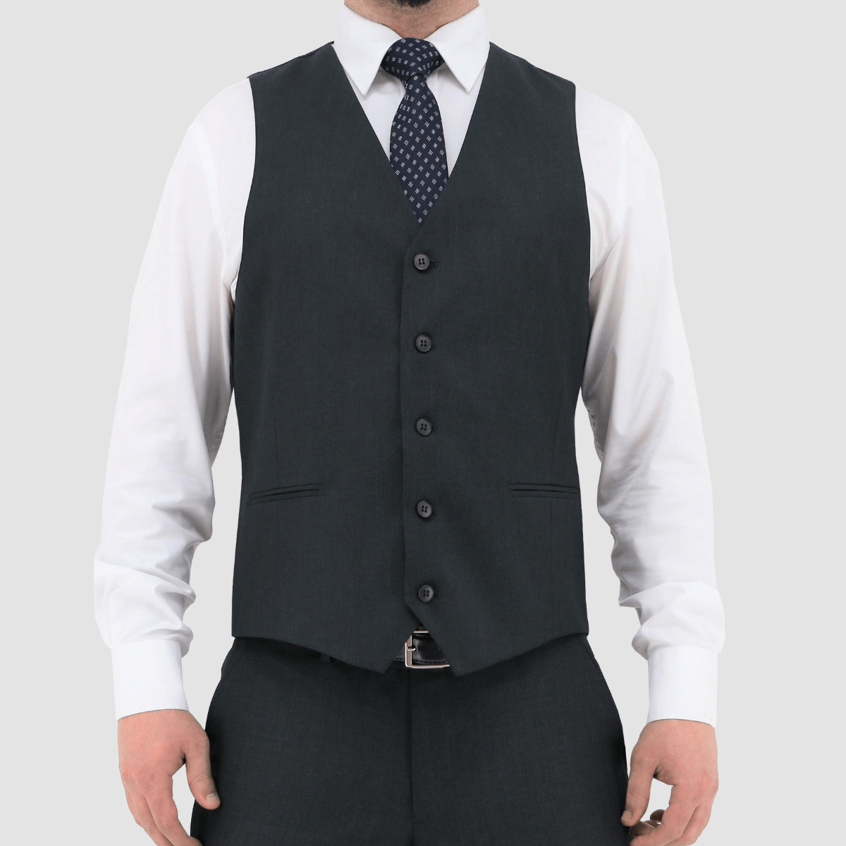 Christian Brookes Slim Fit Ryan Vest in Charcoal from Mens Suit Warehouse. 