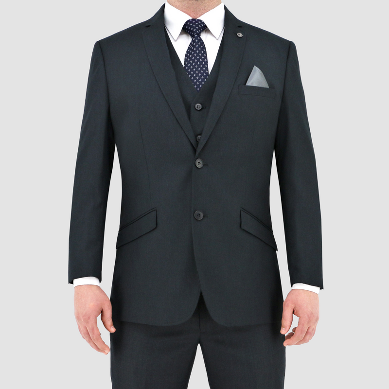 Front view of the Christian Brookes Slim Fit Bond Suit in Charcoal Regular