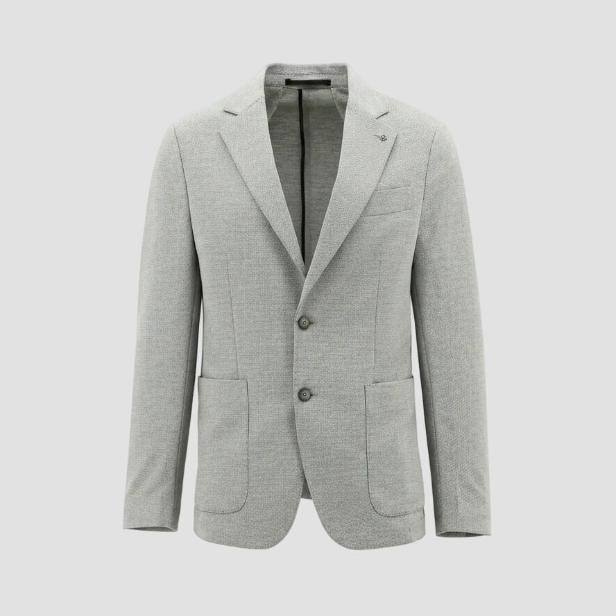 Gray checkered blazer on a white background