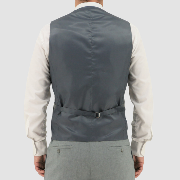 Back view of the Christian Brookes Classic Fit Ryan Vest in Light Grey