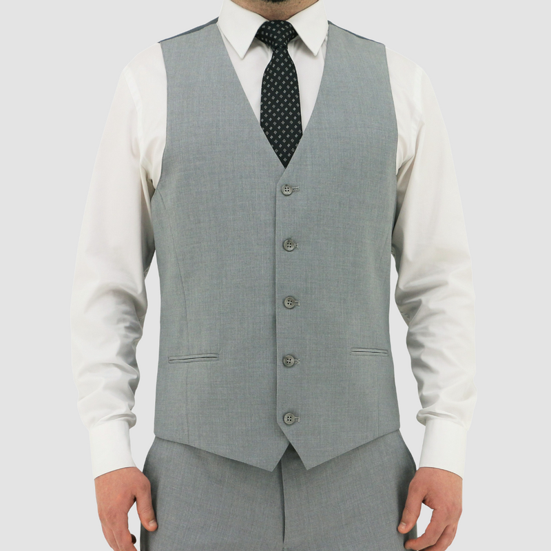 Front view of the Christian Brookes Classic Fit Ryan Vest in Light Grey