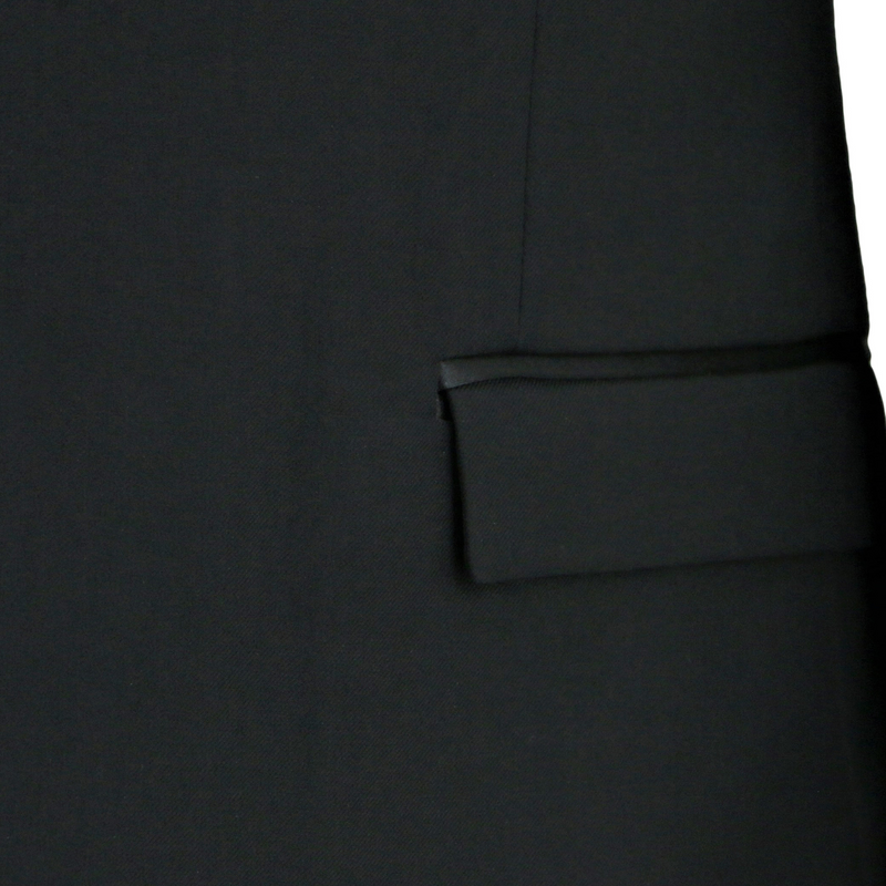 pocket details of the Christian Brookes Slim Fit Shawl Evening Suit in Black