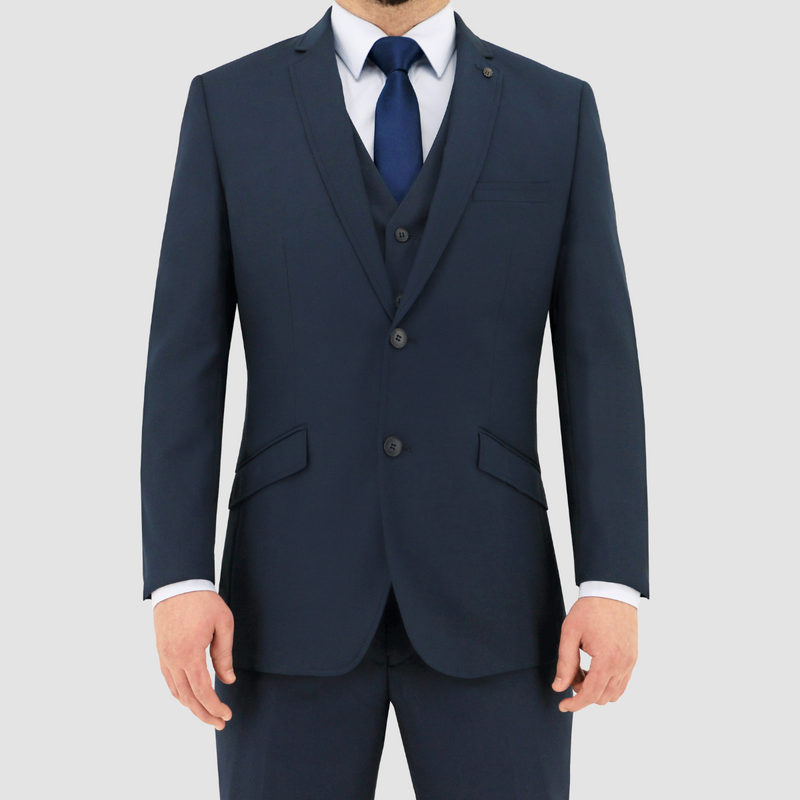 Front view of the Christian Brookes Slim Fit Bond Suit in Dark Navy Big Mens