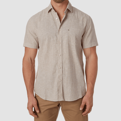 City Club Vacay Short Sleeve Shirt in Beige Linen