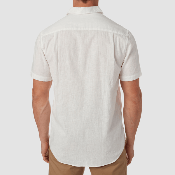City Club Vacay Short Sleeve Shirt in White Linen