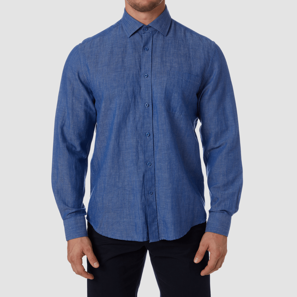 CIty Club Resort Mens Linen Shirt in Indigo