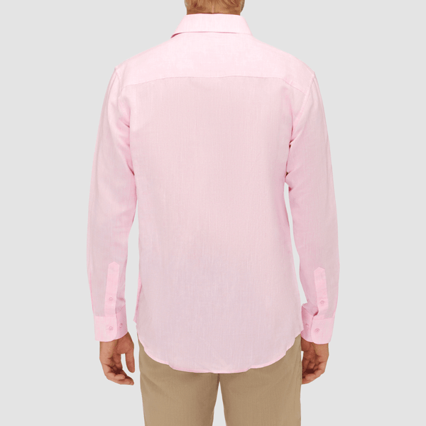City Club Resort Long Sleeve Linen Shirt in Pink