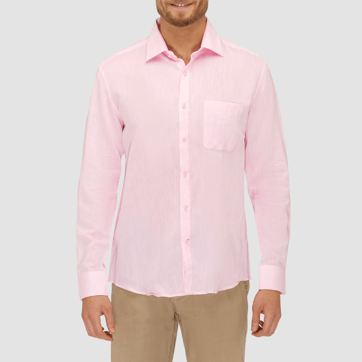 City Club Resort Long Sleeve Linen Shirt in Pink