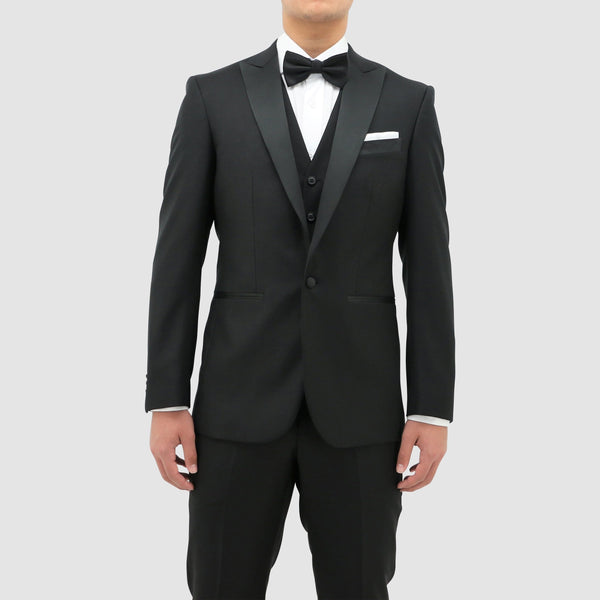 Daniel Hechter slim fit jason tuxedo suit in black pure wool - Big Mens Sizing