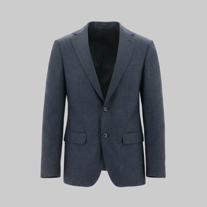 Navy sport jacket on grey background