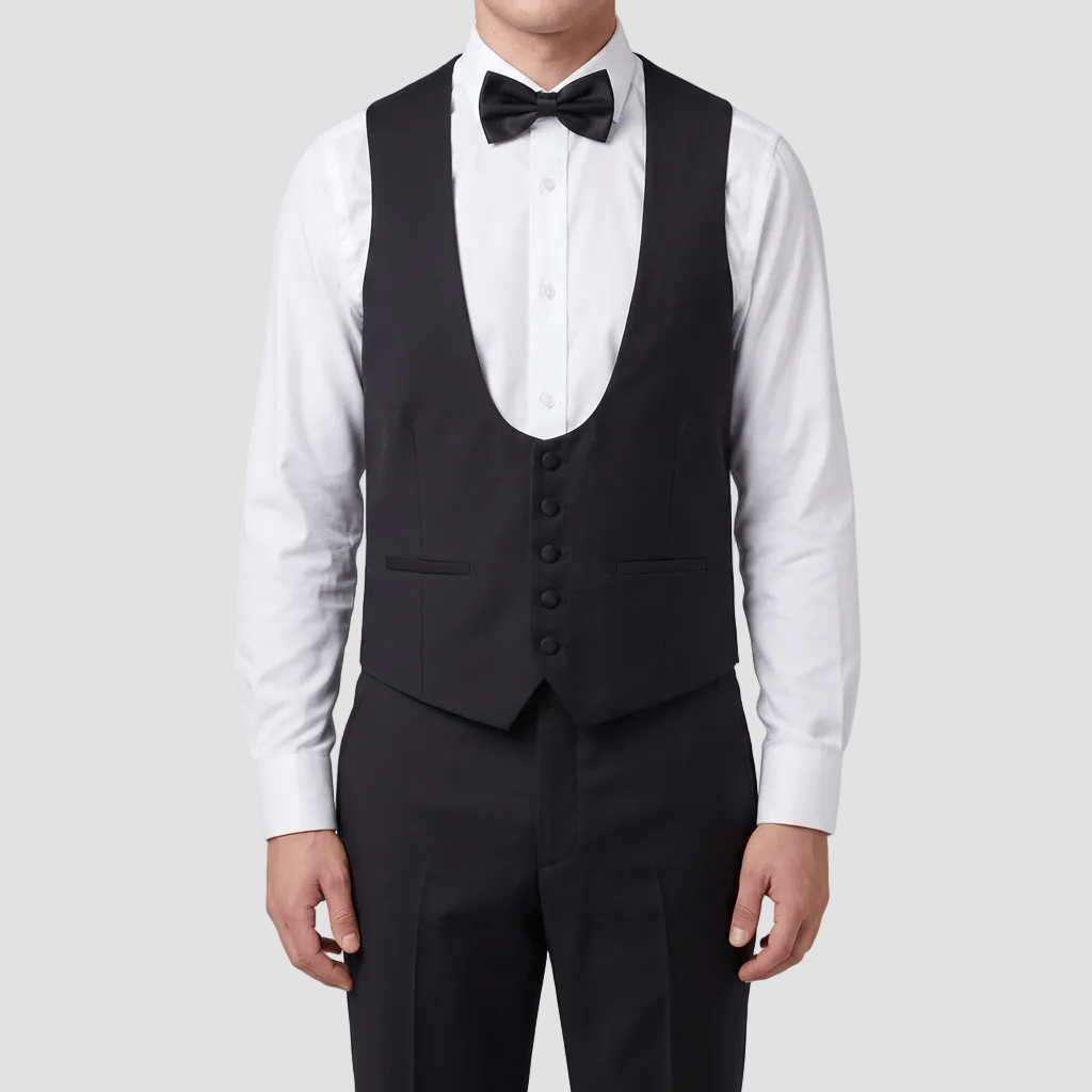 Men’s Slim Fit Scoop‑Neck Waistcoat in Black by Daniel Hechter