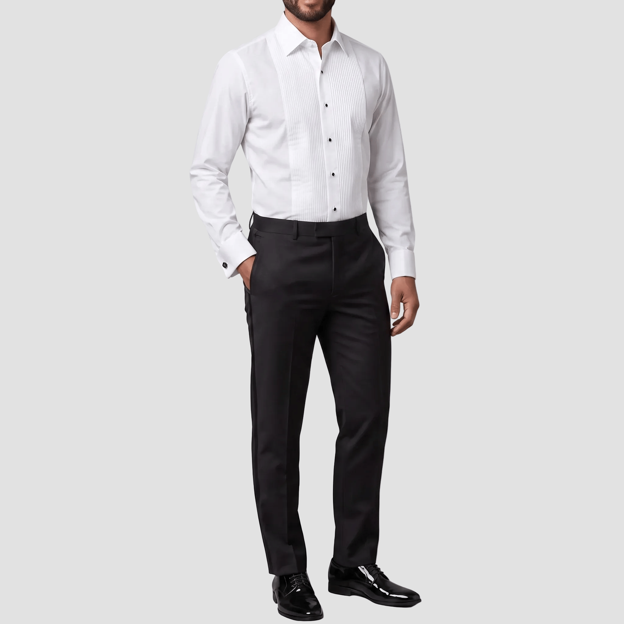 Daniel Hechter Men's Slim Fit Dinner Shirt Frill in White