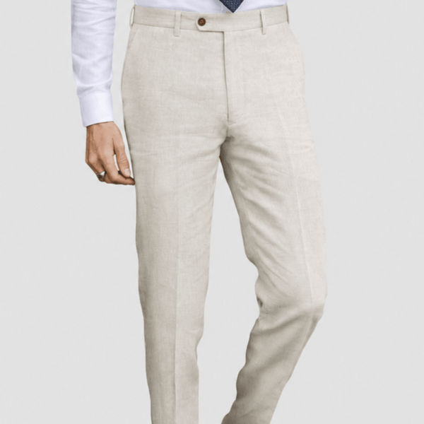 Edward Linen Suit Trouser in Sand by Daniel Hechter