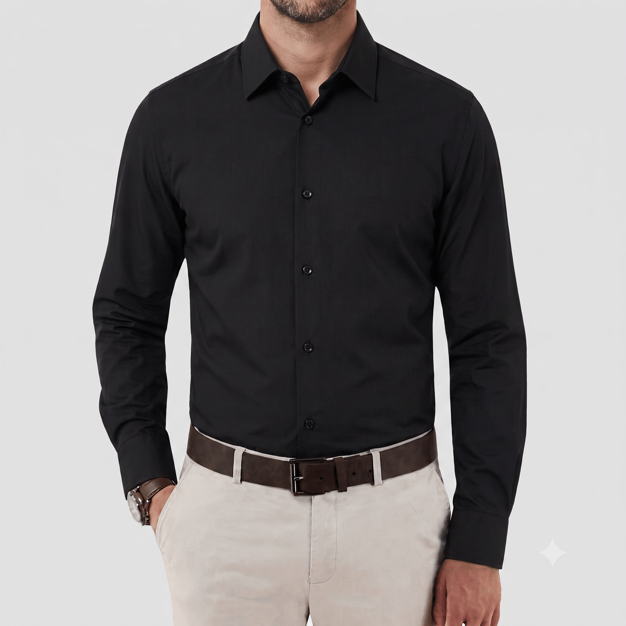 Men's Slim Fit Franco Shirt in Black by Daniel Hechter