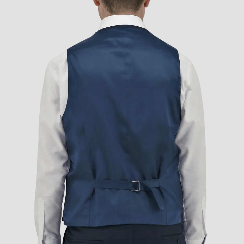 Daniel Hechter's blue check Luke slim fit Merino wool vest