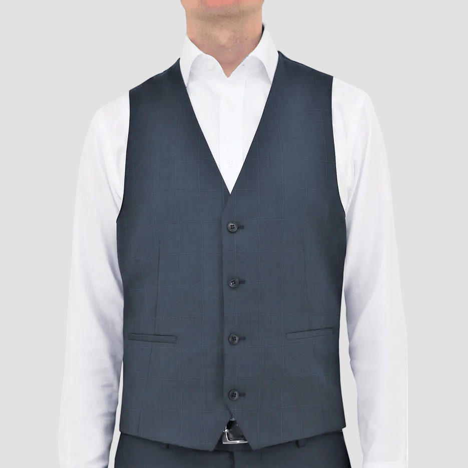 Daniel Hechter's blue check Luke slim fit Merino wool vest
