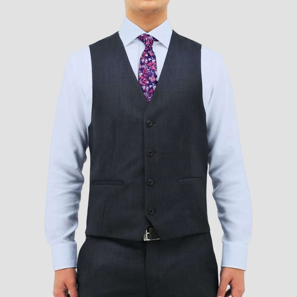 Daniel Hechter's Luke slim fit navy Merino wool vest.