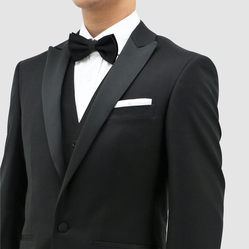 Daniel Hechter slim fit jason tuxedo suit in black pure wool - Big Mens Sizing