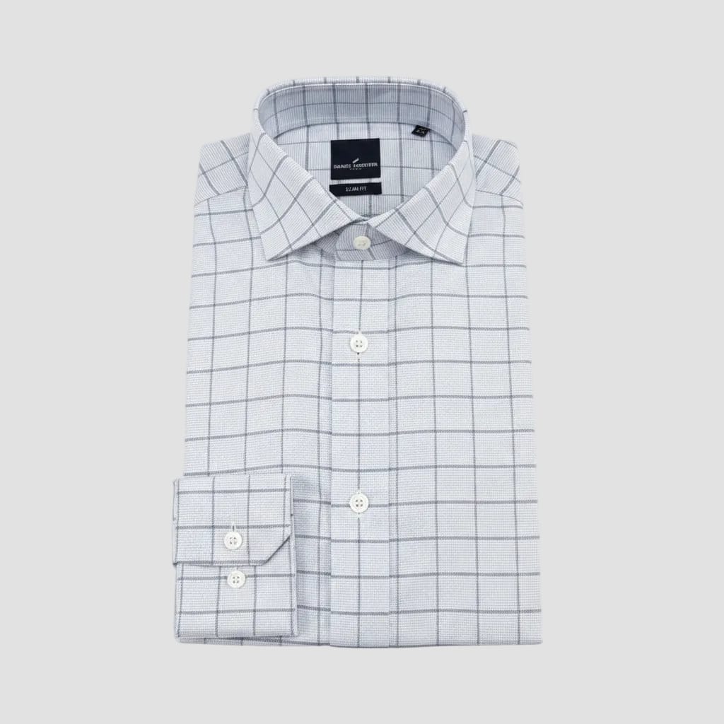 Grey large check shirt