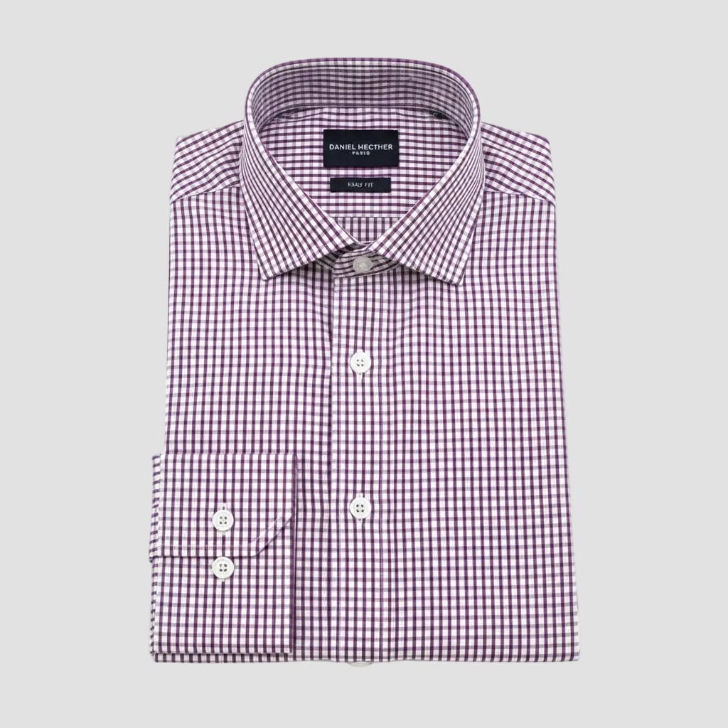 purple checkered shirt