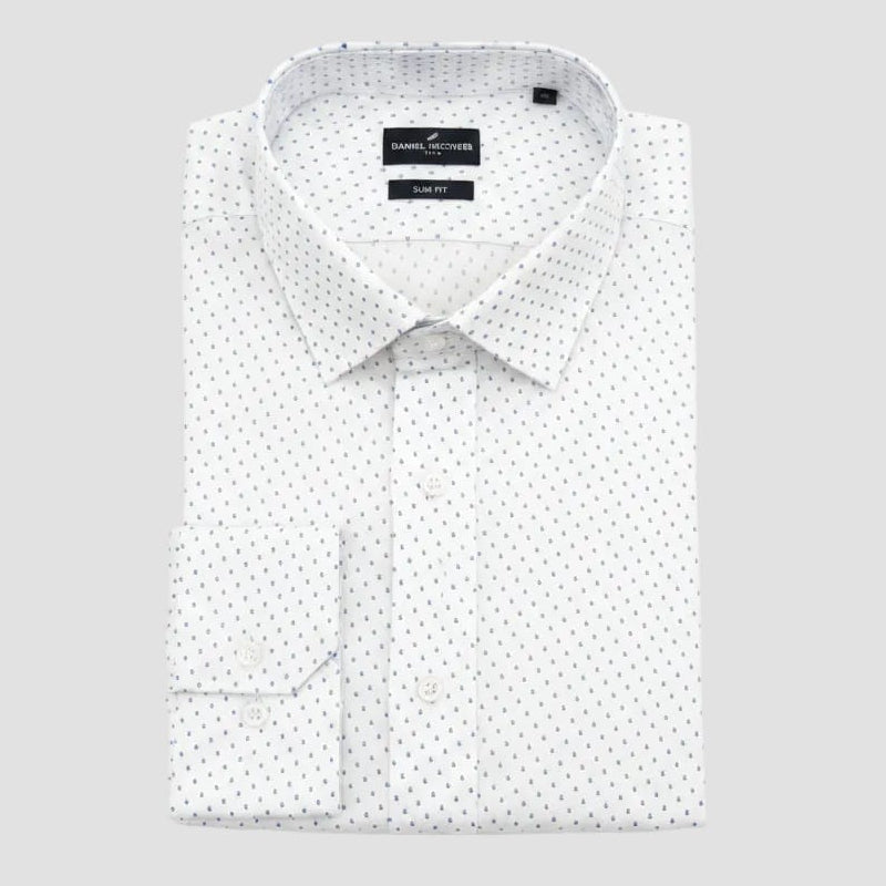 White with blue detail shirt
