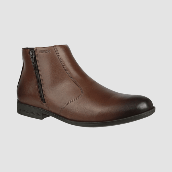 Ferracini march mens casual leather zip boot in brown