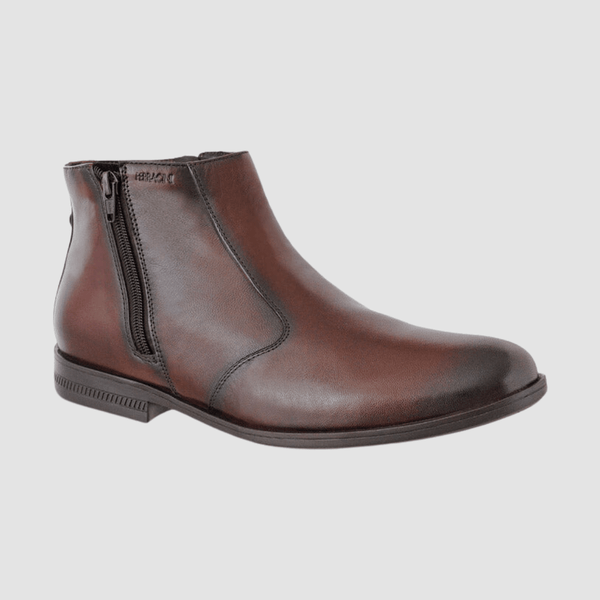 Ferracini march mens casual leather zip boot in brown tabaco