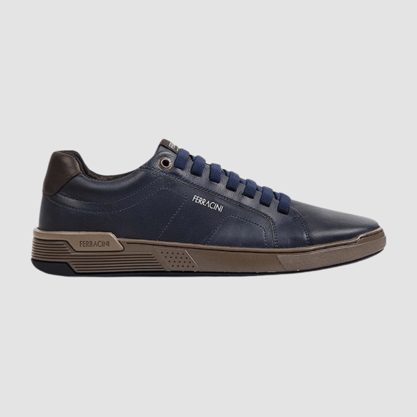 Ferracini nico mens casual leather sneaker in navy blue