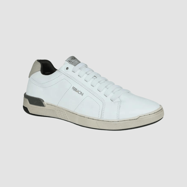 Ferracini nico mens casual leather sneaker in white
