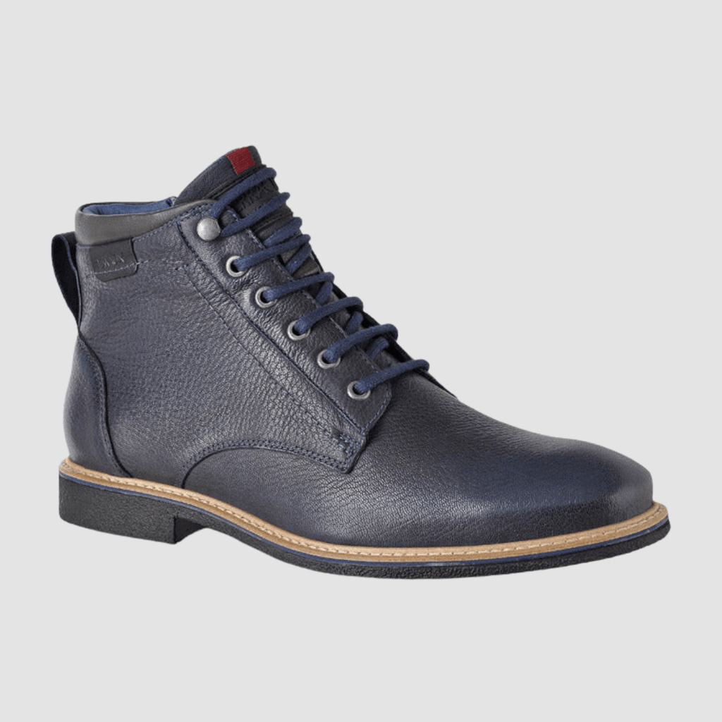 Navy blue leather boots sales