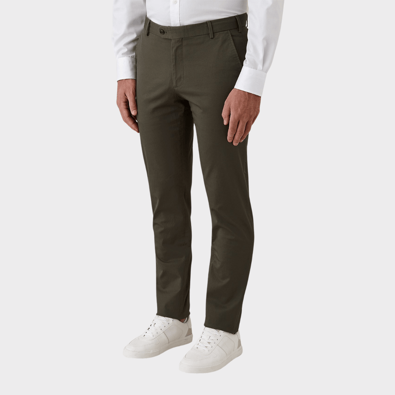 Flinders Mens Tailored Fit Burleigh Chino Pant in Green