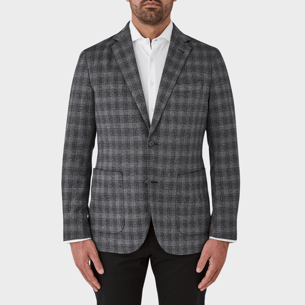 Flinders Mens Tailored Fit Fraser Sports Jacket in Charcoal Check