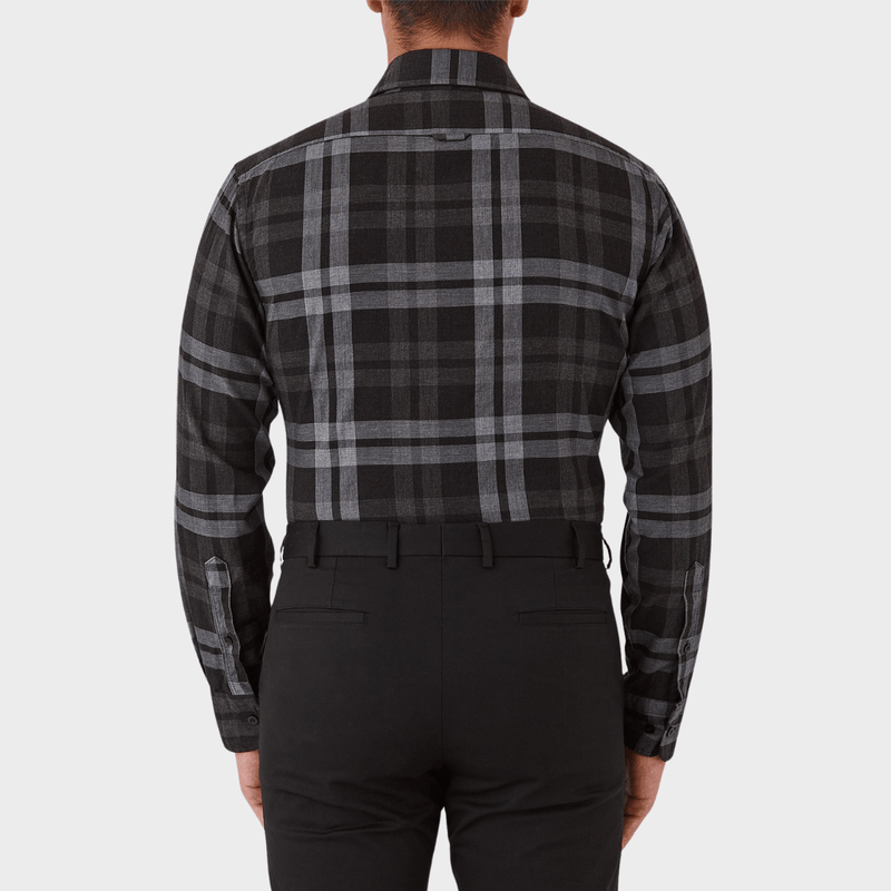 Flinders Mens Tailored Fit Jervis Shirt in Black Check