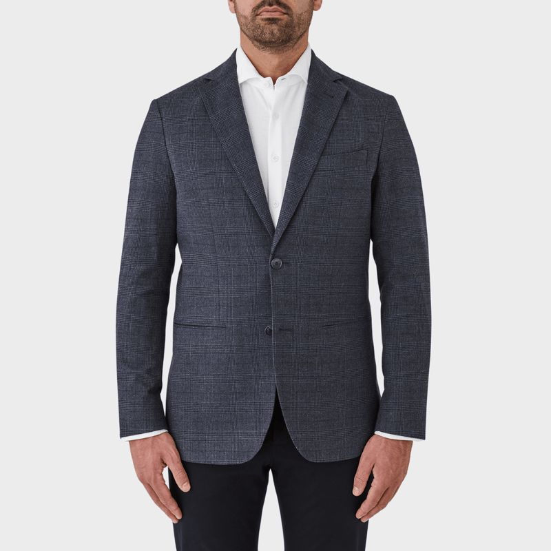 Flinders Mens Tailored Fit Noosa Sports Jacket in Denim Blue Check