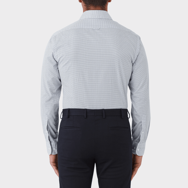 Flinders Mens Tailored Fit Winton Shirt in Geometric White