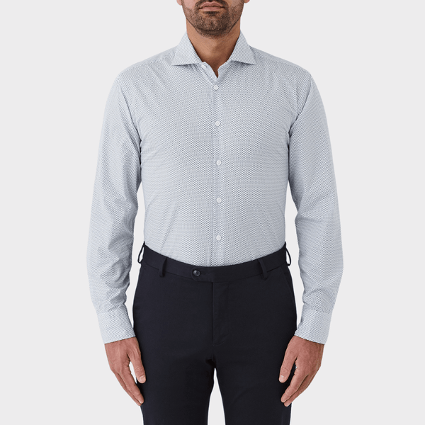 Flinders Mens Tailored Fit Winton Shirt in Geometric White