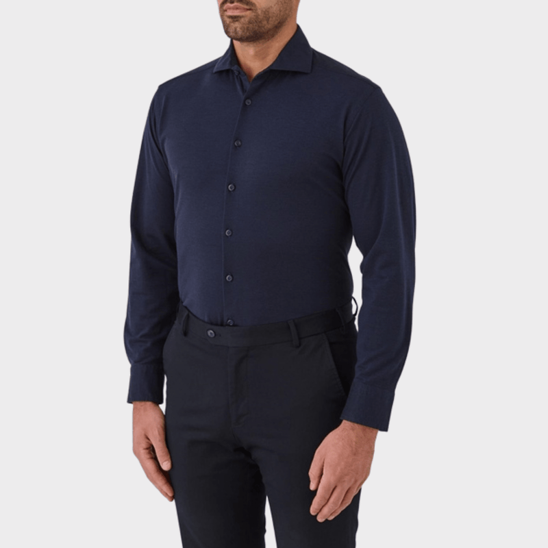 Flinders Mens Tailored Fit Winton Shirt in Navy FFQ076