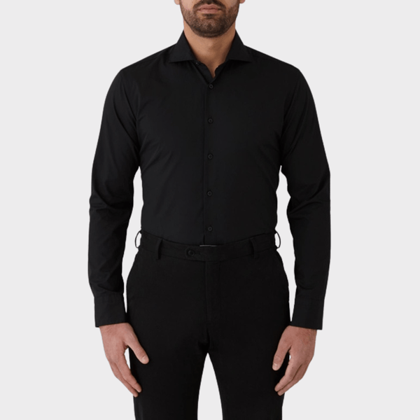Flinders Mens Tailored Fit Winton Shirt in Black