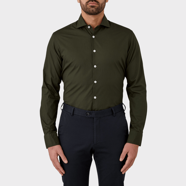 Flinders Mens Tailored Fit Winton Shirt in Khaki