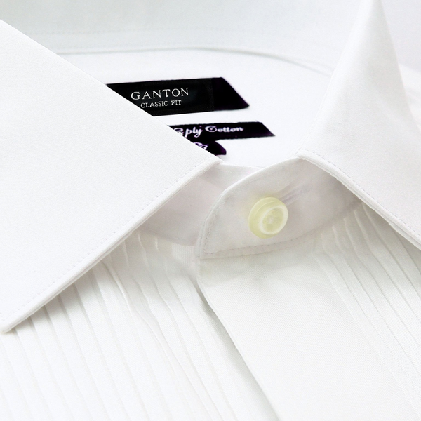 Ganton Classic Fit Alexander Mens French Cuff Dinner Shirt in White