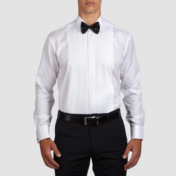 Ganton Classic Fit Alexander Mens French Cuff Dinner Shirt in White