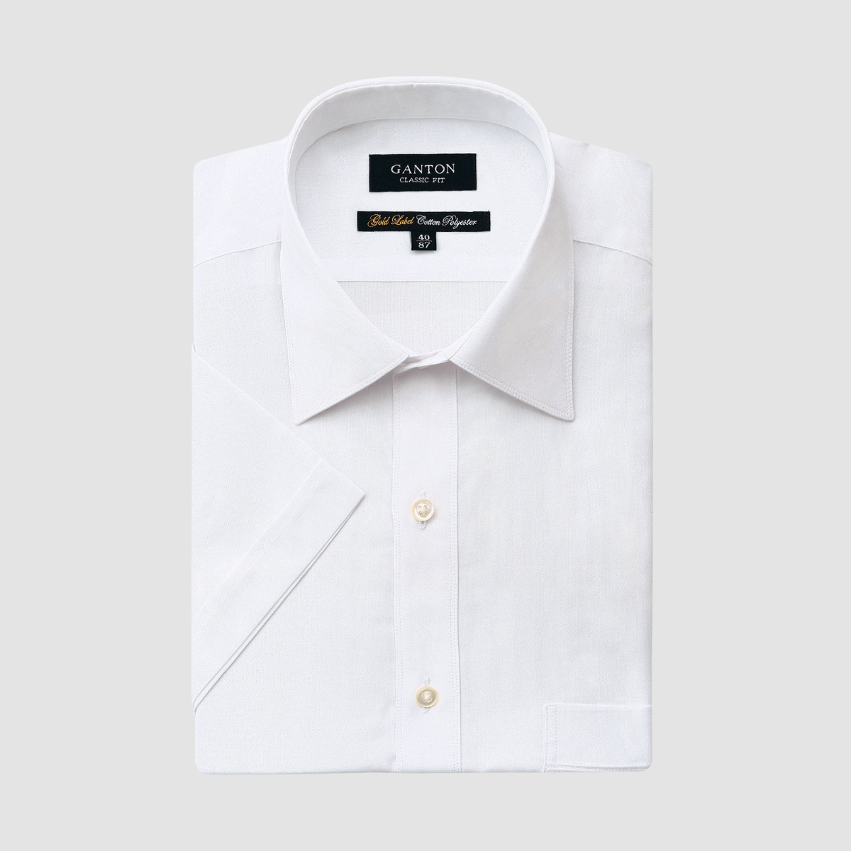 Ganton Gold Label Classic Fit Short Sleeve Shirt in White