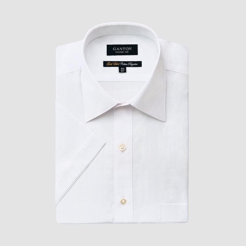 Ganton Gold Label Classic Fit Short Sleeve Shirt in White