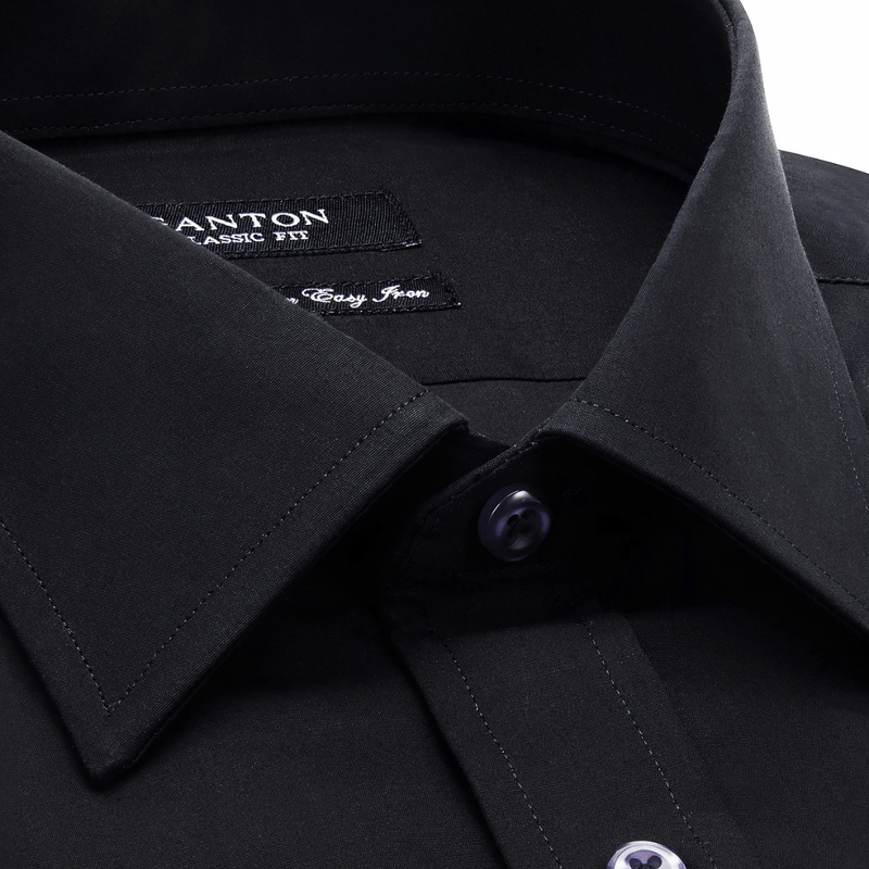 Ganton Classic Fit Aaron Fine Poplin Shirt in Black – Mens Suit ...