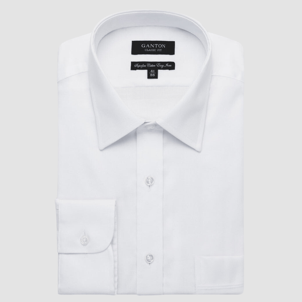 Ganton Classic Fit Christopher Royal Oxford Mens Shirt in White