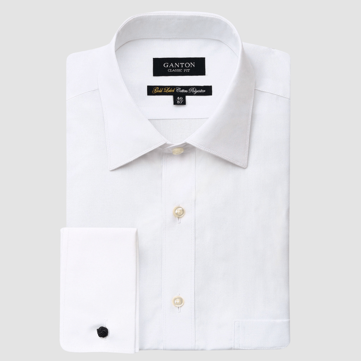 Ganton Gold Label Classic Fit French Cuff Shirt in White